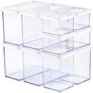 Rotho loft voedselbewaardozen - set van 10 stuks - wit - 4x 0.55 liter, 4x 2.1 liter en 2x 1 liter