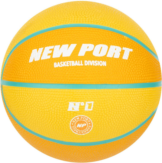 New port basketbal - mini - geel oranje - maat 1 - rubber butyl