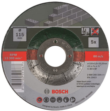 Bosch slijpschijven set - voor steen - 115 x 2,5 mm - gebogen - 5 stuks