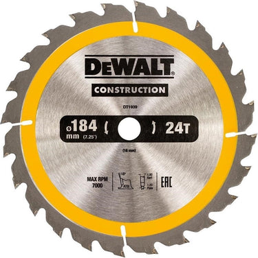Dewalt dt1939-qz - tarcza constructie - 184mm - 24 tanden - atb geometrie