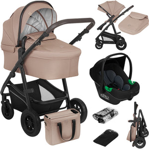 Lionelo bianka kinderwagen 3 in 1 - incl. astrid i-size lite autostoel - 0-22kg - xxl - wandelwagen buggy 3in1 - verstelbare duwstang - opvouwbaar - accessoireset - xxl upf50+ zonnekap - luchtbanden met vering - reiswieg