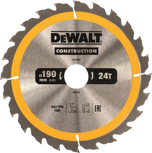 Dewalt serie - houtzaagblad - 190mm - 24 tanden - anti-stick