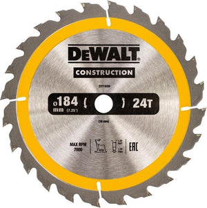 Dewalt dt1939-qz - tarcza constructie - 184mm - 24 tanden - atb geometrie