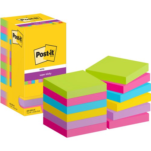 Super sticky notes post-it 654-12ss-uc 76x76 mm effen