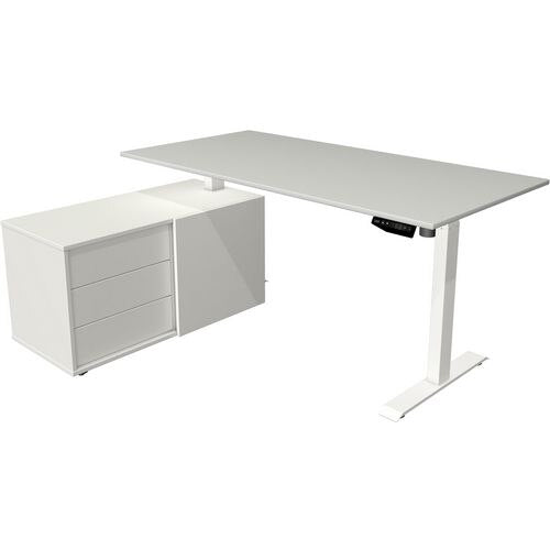 Zit-sta-bureau kerkmann 10216011 melamine; staal lichtgrijs; wit