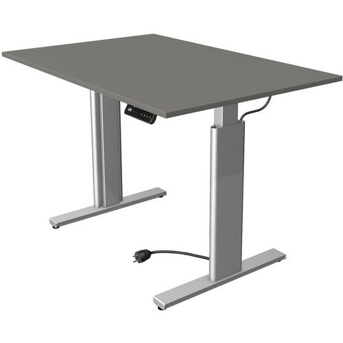 Zit-sta-bureau kerkmann 10231812 spaanplaat grafiet, zilver
