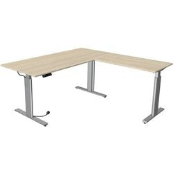 Zit-sta-bureau kerkmann 10234250 spaanplaat esdoorn, zilver