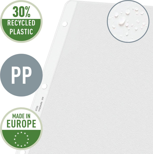 Leitz premium showtas a3 liggend - 30% gerecycled plastic - 0,13 mm - 4-gaats - 50 stuks - transparant