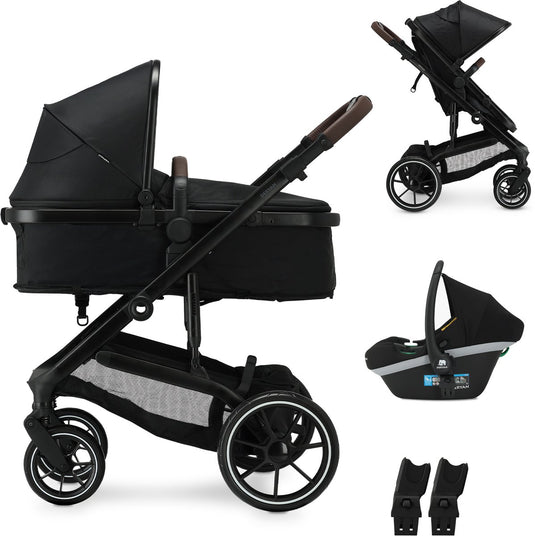 Deryan noa kinderwagen 3-in-1 - wandelwagen met autostoel - zwart