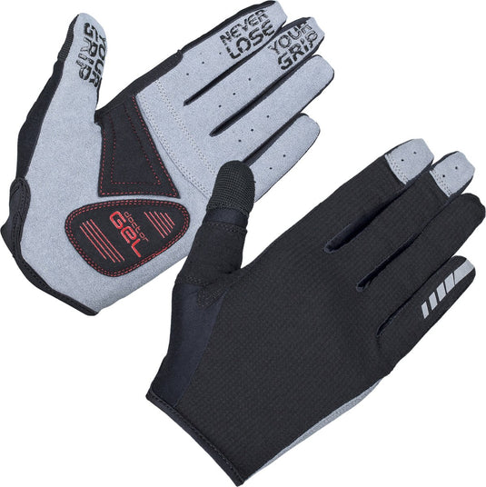 Gripgrab - shark padded lange vinger zomer mtb gravel fietshandschoenen met padding - zwart - unisex - maat xxl