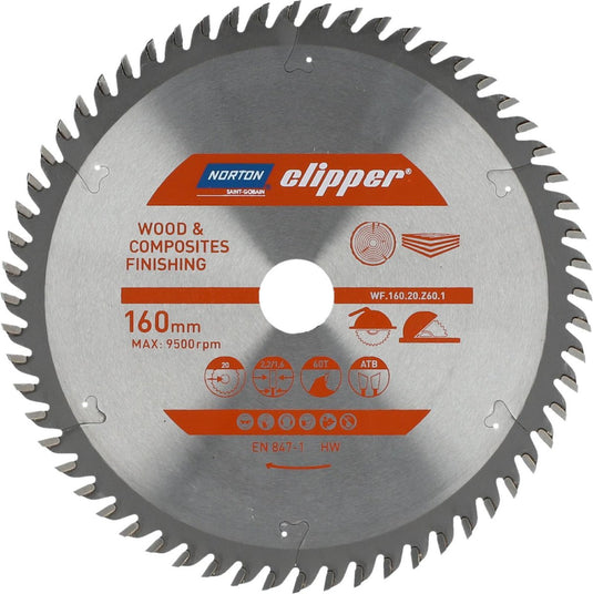 Norton clipper pro serie - cirkelzaagblad - 160mm - 20mm - hout en composieten