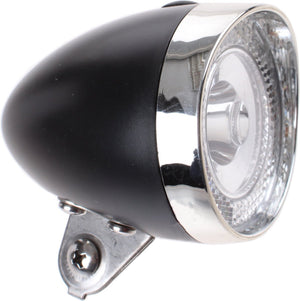 Simson voorvorkkoplamp Classic Mini zwart incl. bat. op kaart