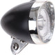 Simson voorvorkkoplamp Classic Mini zwart incl. bat. op kaart