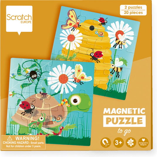 Scratch magnetisch puzzelboek to go - feest in de tuin - 2 magnetische puzzels van 20 stuks - 3+