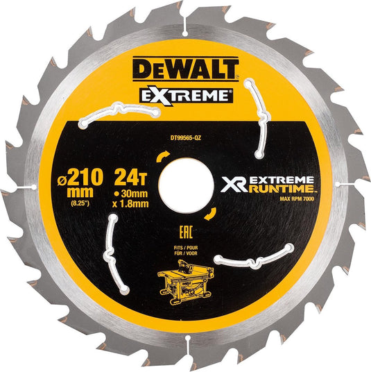 Dewalt cirkelzaagblad voor hout | extreme runtime | ø 210mm asgat 30mm 24t - dt99565-qz