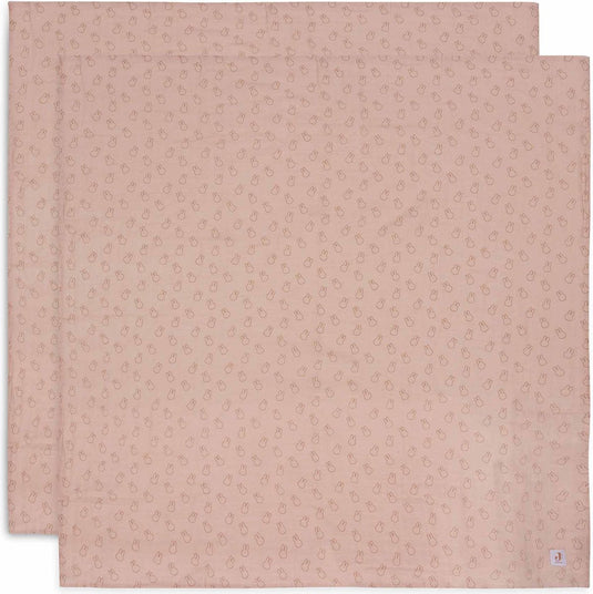 Jollein x nijntje - hydrofiele doek large 115x115cm - inbakerdoek - zacht katoen - 2 stuks - miffy silhouettes wild rose