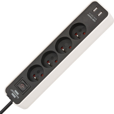 Brennenstuhl ecolor stekkerdoos met usb 4-voudig 1,5m h05vv-f3g1,5 wit zwart