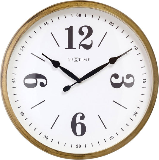 Nextime classic – landelijke wandklok – 39 cm – metaal – wit goud – stil