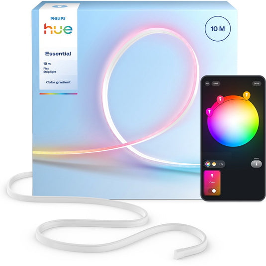 Philips hue essential flex led strip - 10m (2 x 5m led strip) - gekleurd neonlicht - dimbaar - buig in elke vorm - bediening via onze app of met je stem