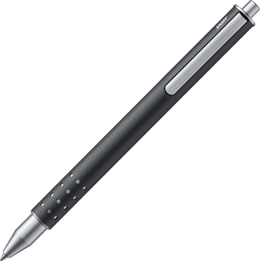 Lamy swift rollerball 334 antrazit - gemaakt van roestvrij staal in matte lakafwerking - zonder dop met intrekbare clip - incl. vulling m 66 b blauw