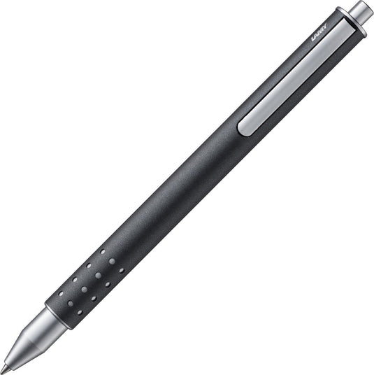Lamy swift rollerball 334 antrazit - gemaakt van roestvrij staal in matte lakafwerking - zonder dop met intrekbare clip - incl. vulling m 66 b blauw