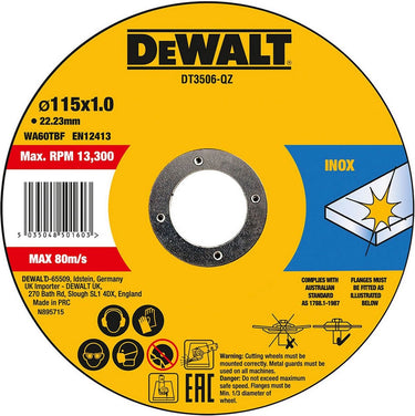 Dewalt snijschijf fast cut dt3506-qz 10 stuks 115 x 1 x 22,23 mm