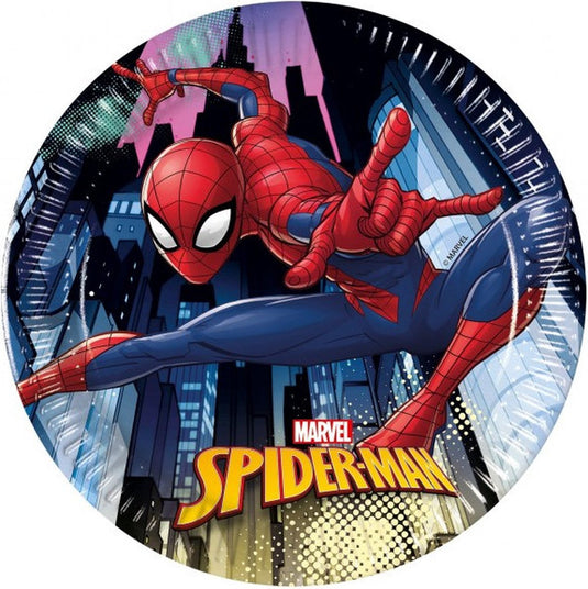 Procos feestborden spider-man 20 cm papier blauw 8 stuks