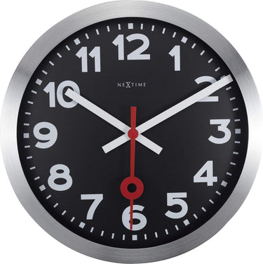 Nextime station – wandklok – 35 cm – aluminium – zwart