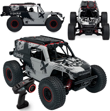 Overmax x-jackal rc auto - monster truck 4x4 – rc car 1:20 – tot 30 km u – 370 brushed motor – led verlichting (5 kleuren) – versterkt chassis – veervering – rtr – li-ion 7,4v 600 mah – offroad radiografische auto