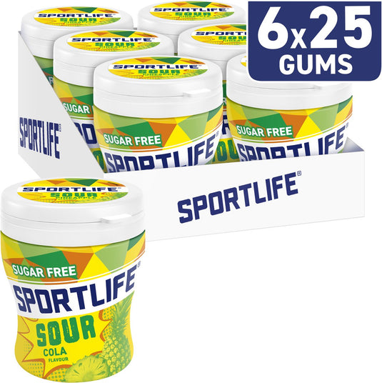 Sportlife kauwgom sour pineapple - kauwgom - suikervrij - 6x60g
