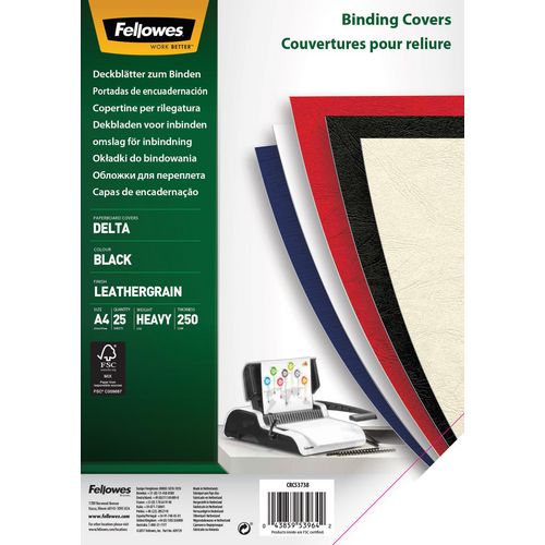 Inbindkaft fellowes 5373802 papier zwart