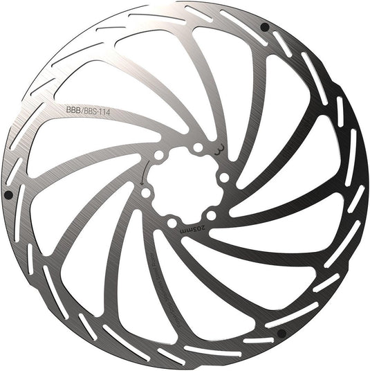 Bbb cycling schijfrem powerstop 6-gaats remschijf bbs-114 - zilver - 203 mm
