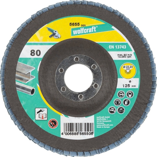 Wolfcraft - slijplamellenschijf ø 125 mm - lamellenschijf korrel 80 - 5655000