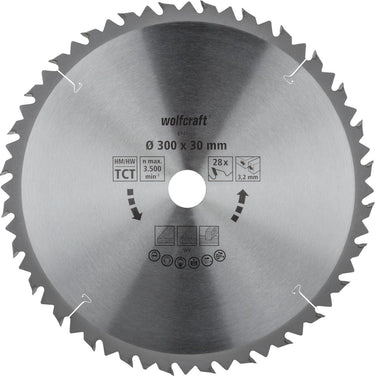 Wolfcraft - zaagtafel cirkelzaagblad 300x30mm - 28 tanden - zaagblad voor tafelzaag - 6741000