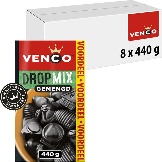 Venco dropmix gemengd - zoet zout drop - 8x440g