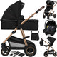 Lionelo amber kinderwagen 3 in 1 - reiswieg + buggy + autostoel - luchtbanden, volledige vering - comfortabel baby matras - snel inklapbaar - luiertas - regenhoes - muskietennet - vanaf geboorte tot 4 jaar (0-22 kg)
