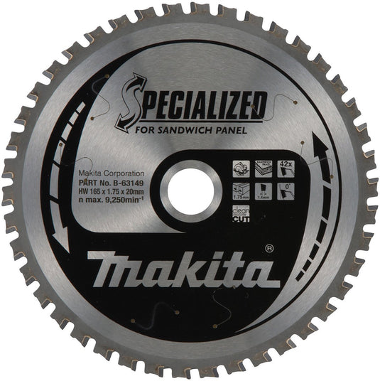 Makita accessoires makita cirkelzaagblad voor sandwichpaneel | specialized | ø 165mm asgat 20mm 42t - b-63149