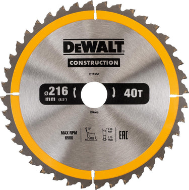 Dewalt accessoires dewalt dt1953-qz serie - cirkelzaagblad - 216mm - 40 tanden - voor hout en composiet