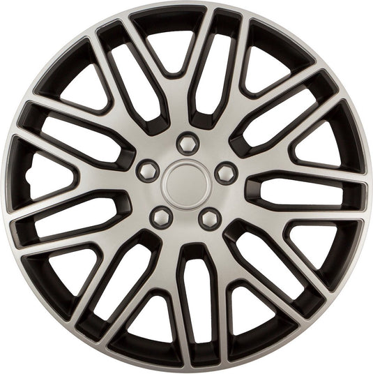 Versaco wieldoppen dakar zilver zwart 14 inch - set (4 stuks)