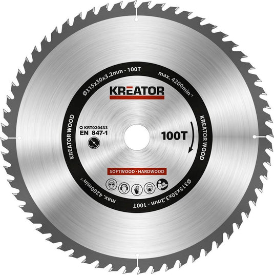 Kreator krt020433 zaagblad hout - 315mm100t