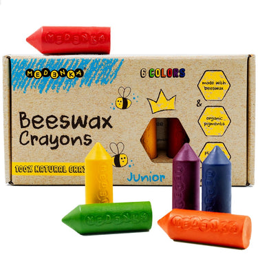 Medenka ® bijenwas krijtjes junior – milieuvriendelijke en veilige teken krijtjes voor kinderen - gemaakt van pure bijenwas - zachte grip voor kleine handjes - levendige kleuren - duurzaam natuurlijke samenstelling