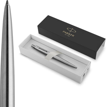 Parker jotter-balpen - medium punt - blauwe inkt - roestvrij staal met chromen afwerking - incl. geschenkdoos
