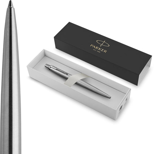 Parker jotter-balpen - medium punt - blauwe inkt - roestvrij staal met chromen afwerking - incl. geschenkdoos