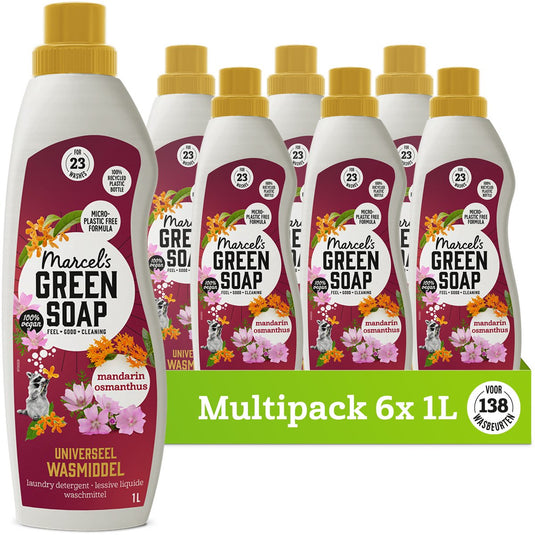 Marcel's green soap universeel wasmiddel - mandarijn osmanthus - 6 x 1 liter - 138 wasbeurten