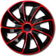 Quad 13 wieldoppen - rood en zwart, set van 4 stuks