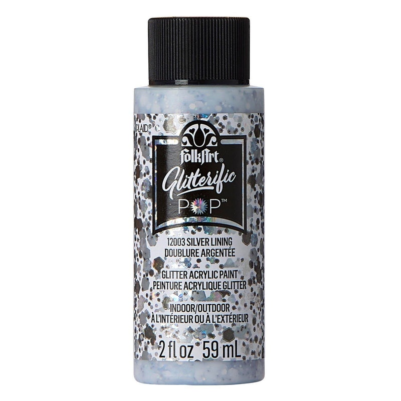Load image into Gallery viewer, Folkart • glitterific pop acrylic paint silver lining 59ml
