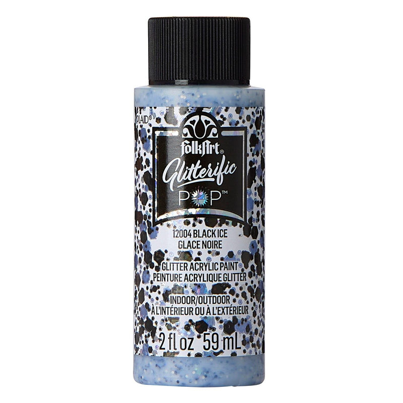 Load image into Gallery viewer, Folkart • glitterific pop acrylic paint black ice 59ml
