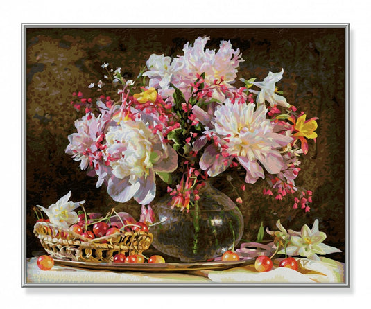 Schipper een bos bloemen en kersen