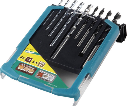 Wolfcraft - boorset voor steen hout - 9-delig - 3 tot 8 mm - 7116000