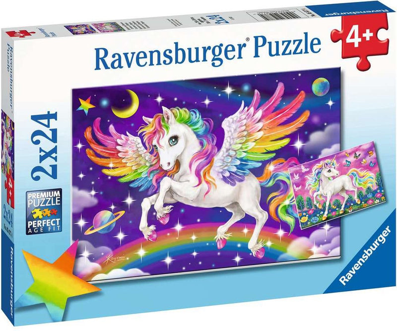 Load image into Gallery viewer, Ravensburger puzzel unicorn and pegasus - legpuzzel - 2x24 stukjes
